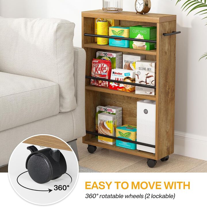 Tribesigns 4-Tier Storage Cart, Slim Rolling Narrow Kitchen Cart for Small Place