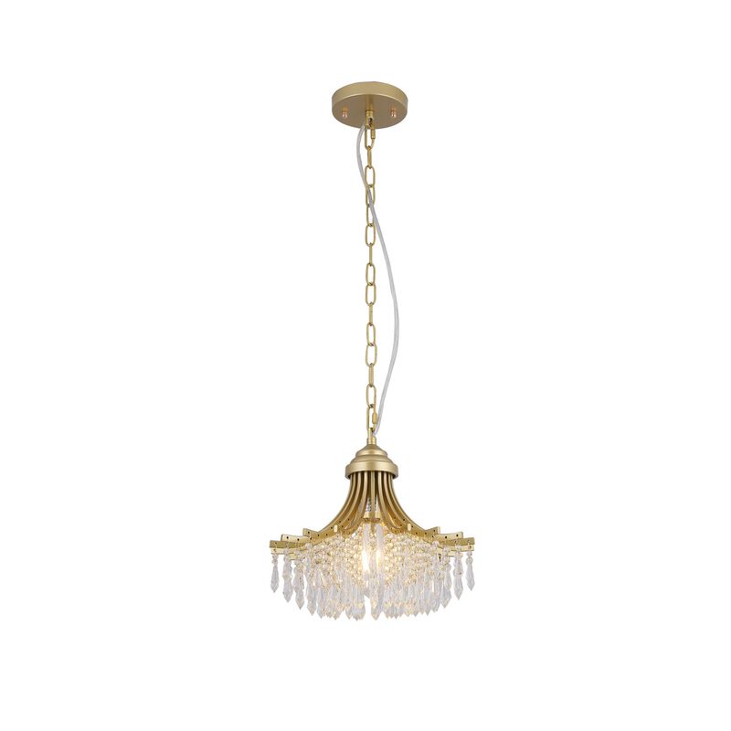 Accent Chandelier, Classic Crystal Inspired Cascade Gold Metal 12 Inch - Benzara