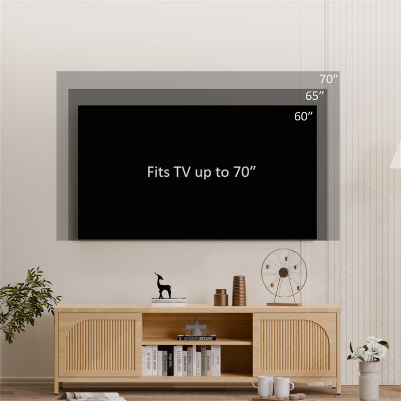 Modern Wood TV cabinet with Open Shelf for Living Room image number 4