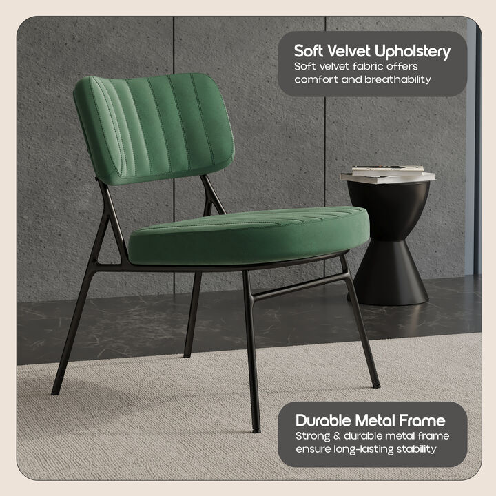 LeisureMod Marilane Velvet Accent Chair with Cushioned Upholstery &ndash; Comfortable, Stylish Chair for Living Rooms, Offices, Lounges, and Modern Spaces