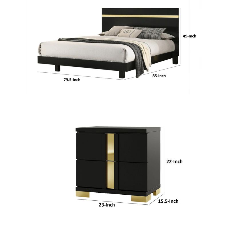 3pc Bedroom Set, Wood, 2 Nightstands image number 7