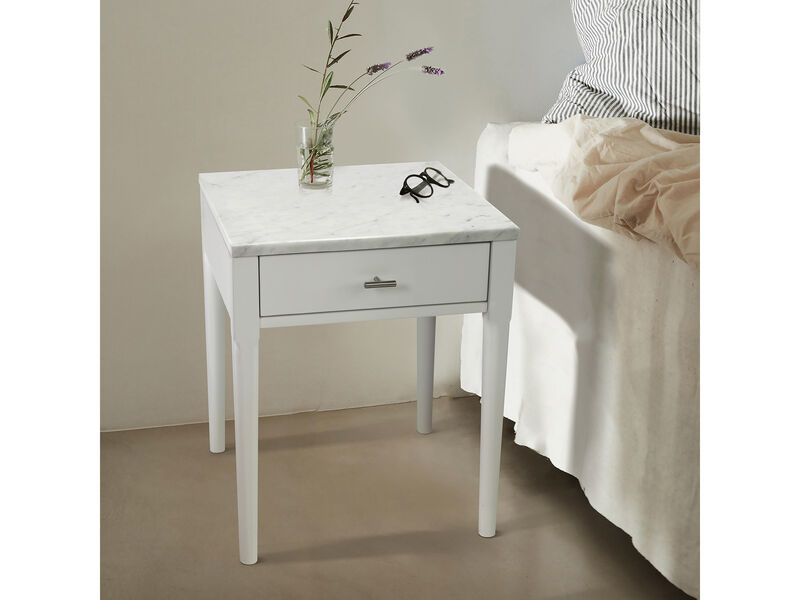 Alto 18" Square Italian Carrara White Marble Side Table with Legs image number 7