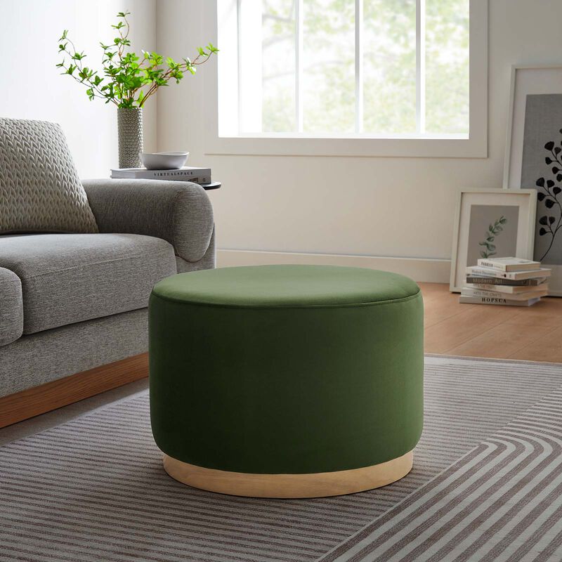 Tilden Large 23" Round Performance Velvet Upholstered Ottoman image number 2