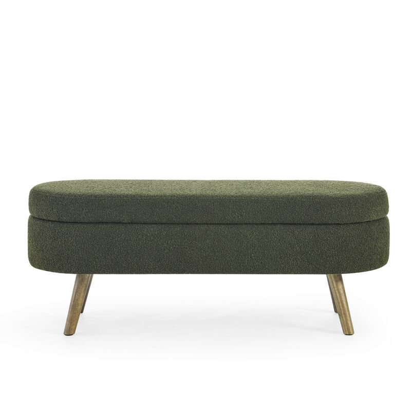 TATEUS Footstool Ottoman with Storage with Rubber Wood Legs