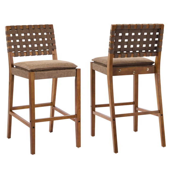 Christopher Knight Home Marc Contemporary Rubberwood and Faux Leather Upholstered Barstools (Set of 2)