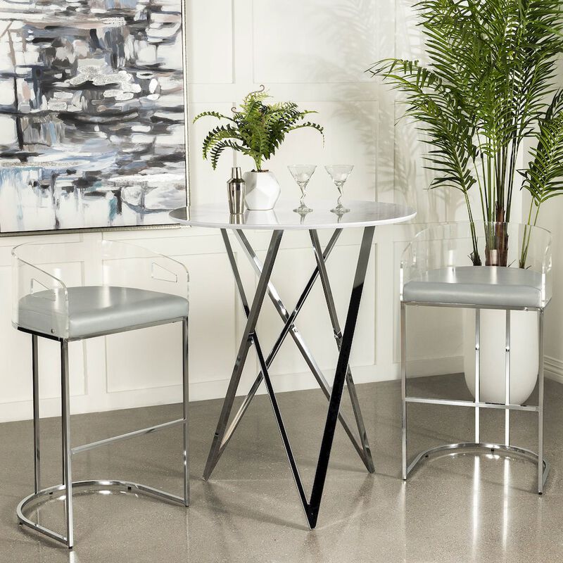 Coaster Co. of America Bexter Round 35-inch Faux Marble Bistro Bar Table Chrome