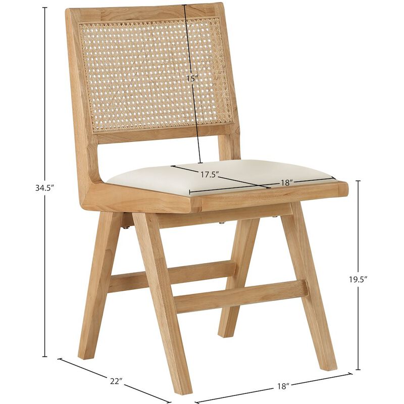 Meridian Furniture Abby Cream Vegan Leather Dining Side Chair, Set of 2