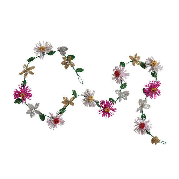 Artisan Acrylic & Glass Flower Garland, Multicolor