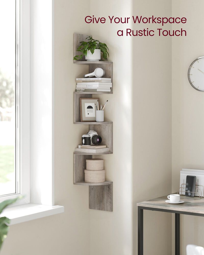 5-Tier Wall Mounted Corner Shelf for Space-Saving Storage and Display