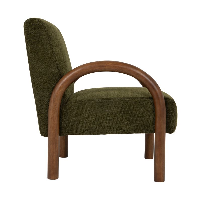 Velvet Accent Chair with Arched Wood Arms, Green image number 6
