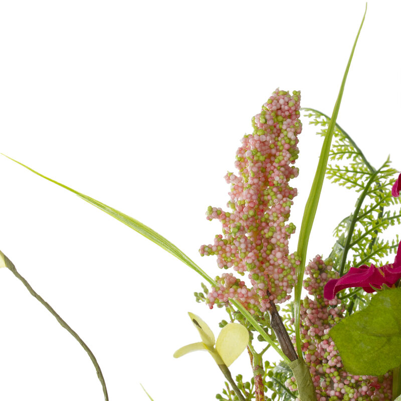 Spring Floral Foliage and Berry Twig Wreath  Pink 21" image number 3