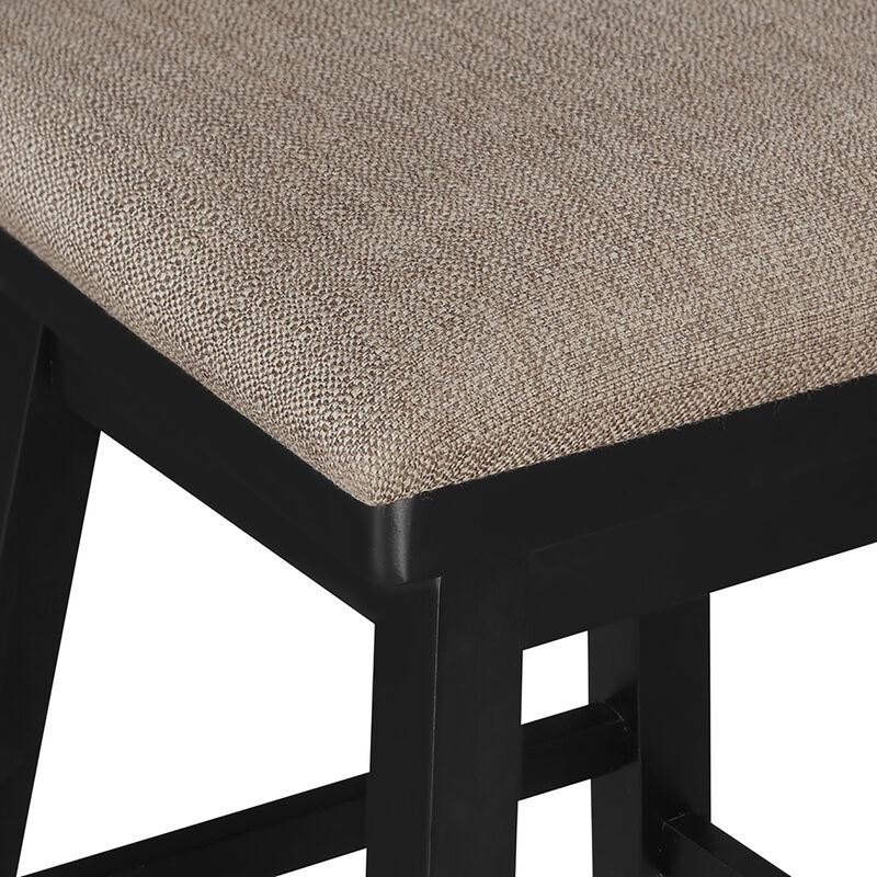 Brookline 24 in. Pure Black High Back Wood 38 in. Swivel Counter Stool with Fabric Seat