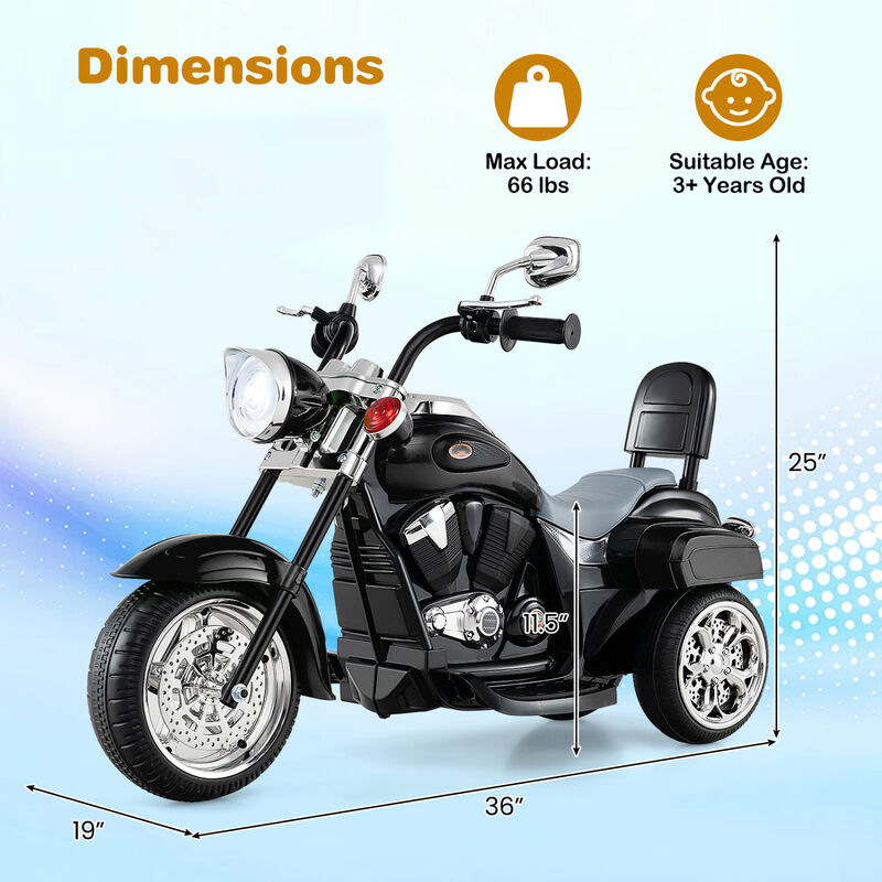6V Toddler Electric Ride-On Bike with 3 Wheels, Horn and Front Headlight image number 2
