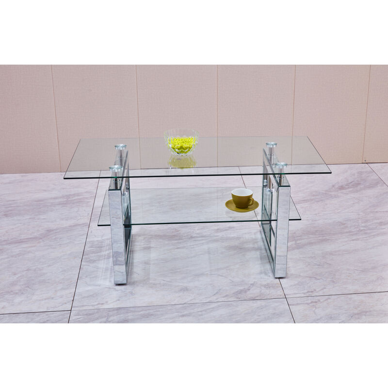 W 39.4" X D 19.7 " X H 17.7" Transparent tempered glass coffee table, coffee table
