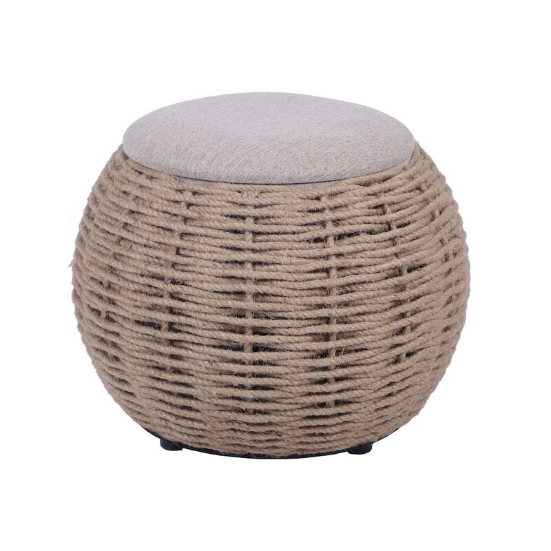 Natural Woven Ottoman with Storage, Brown