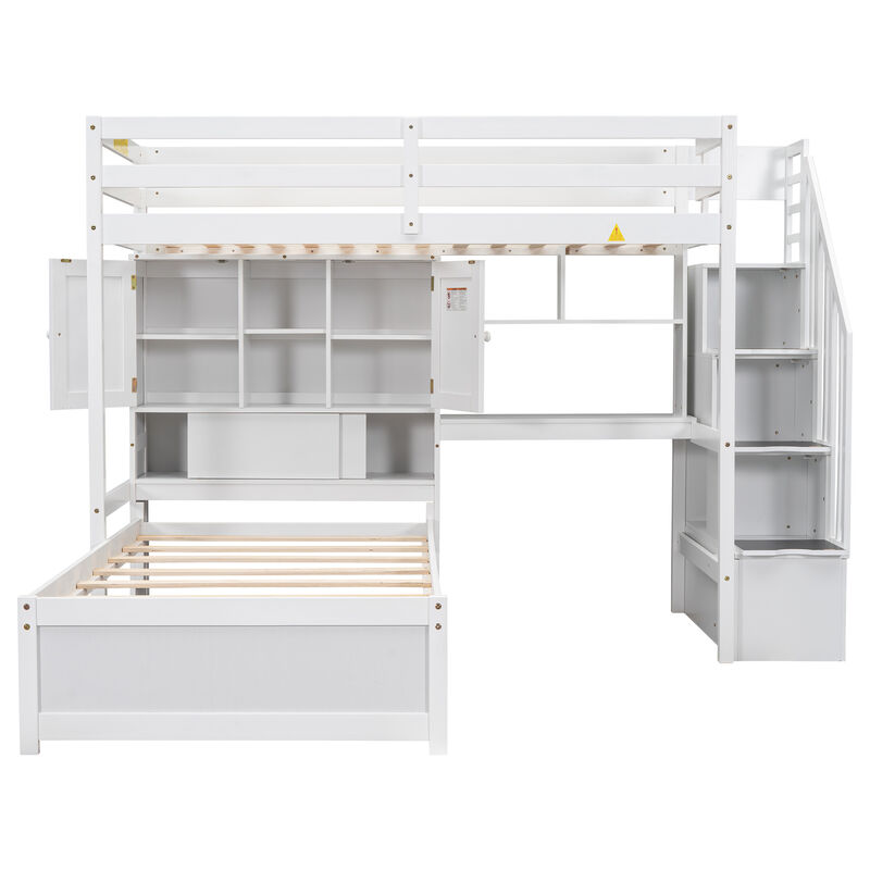 Merax Loft Bed with Built-in Desk and Staircase