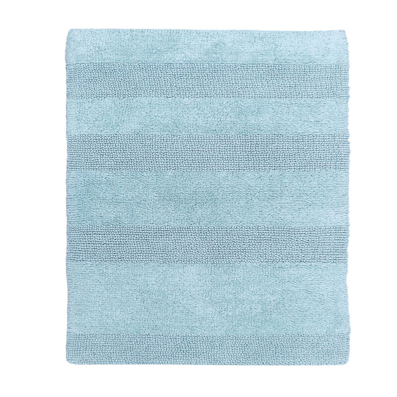 Splendid Striped Soft Plush Cotton Bath Rug 21" X 34" Aqua by Castle Hill London