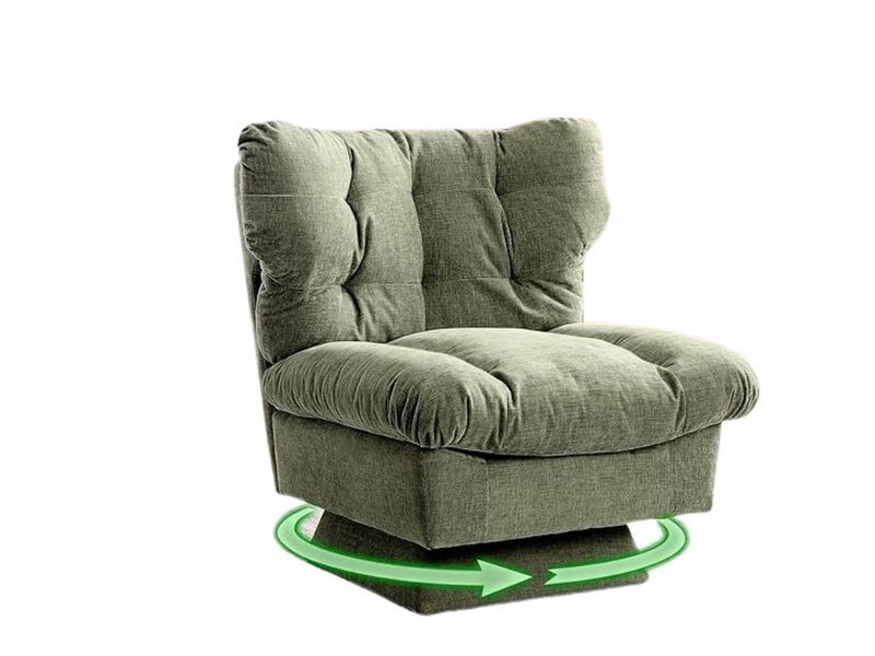 Accent Chair &ndash; Blue Chenille 360&deg; Swivel Armchair with Oversize Base & Cushion image number 0