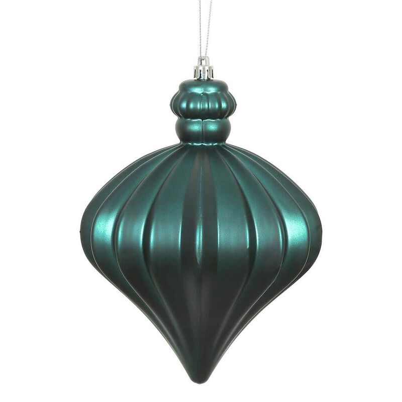 Vickerman 478615-6 Sea Blue Matte Onion Drop Christmas Tree Ornament (4 pack) (N175862D) image number 0