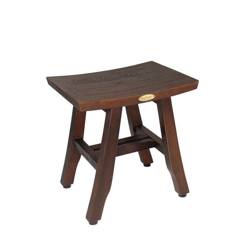 DecoTeak Satori 14" Teak Wood Shower Bench in Woodland Brown Finish