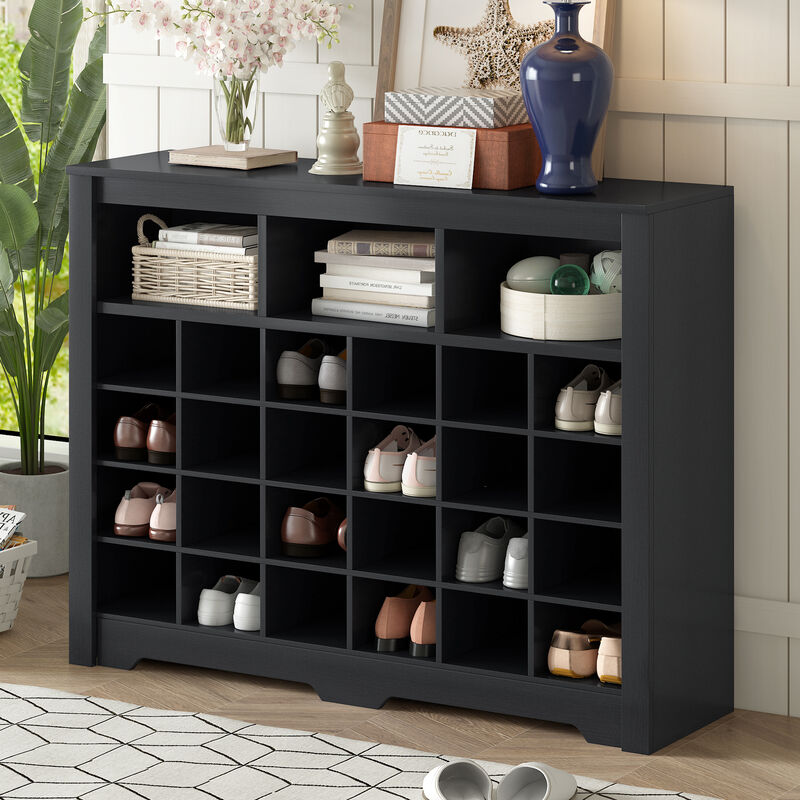 Merax Sleek Design Cubby Console Shoe Cabinet