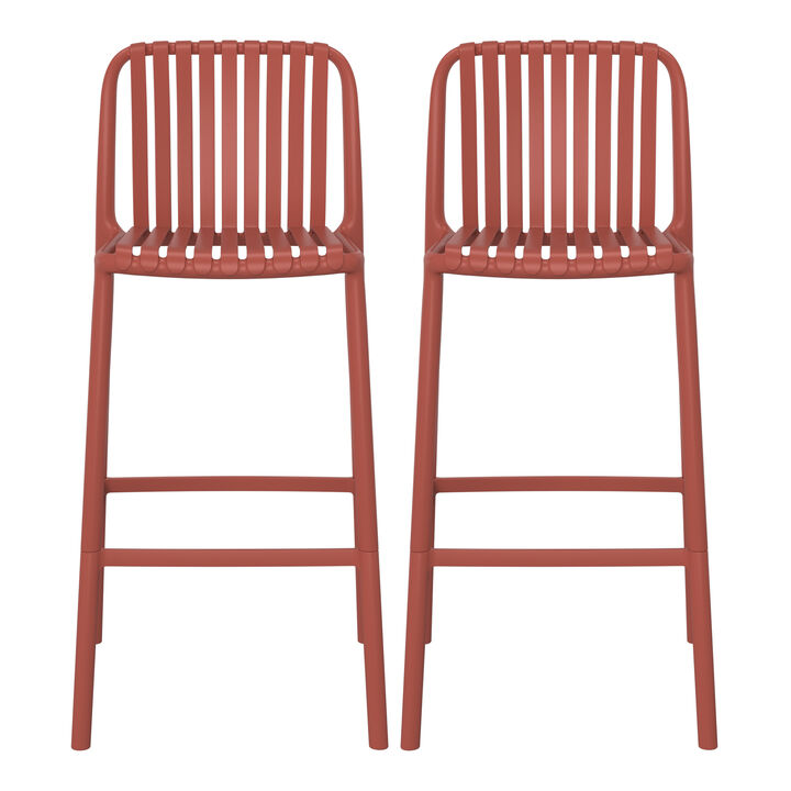 WestinTrends 29.5" Outdoor Modern Polypropylene Plastic Patio Bar Height Stools (Set of 2)