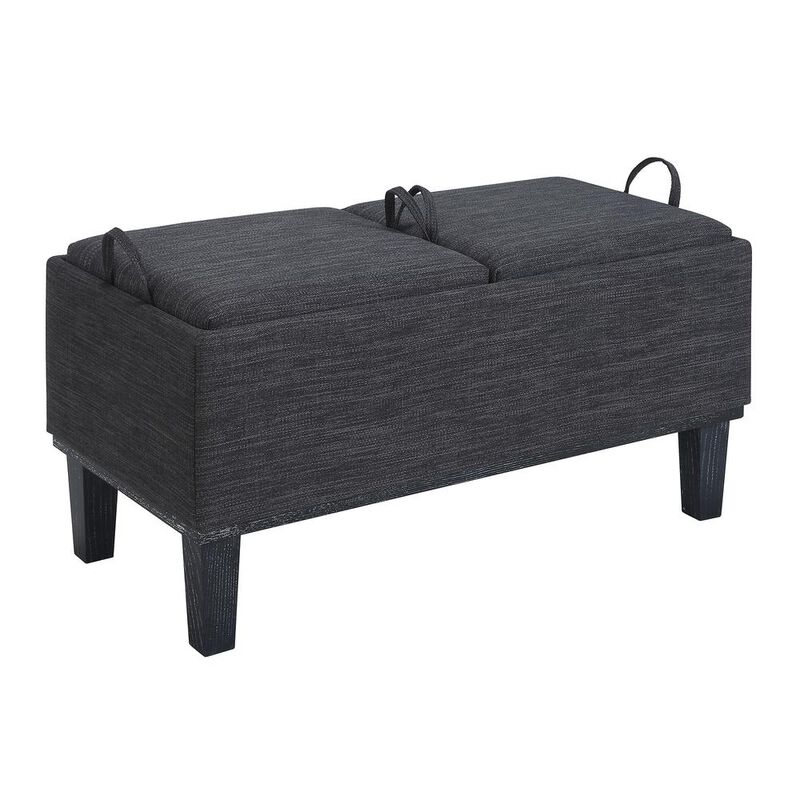 Convenience Concepts Designs4Comfort Brentwood Storage Ottoman with Reversible Trays, Gray