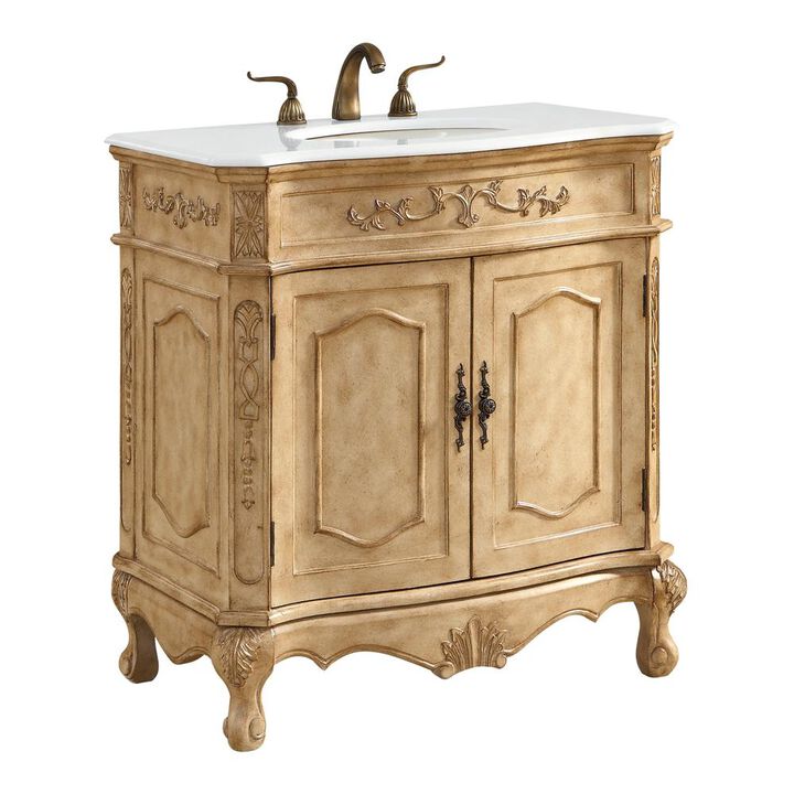 Elegant Kitchen and Bath 32 inch Single Bathroom vanity in Antique Beige