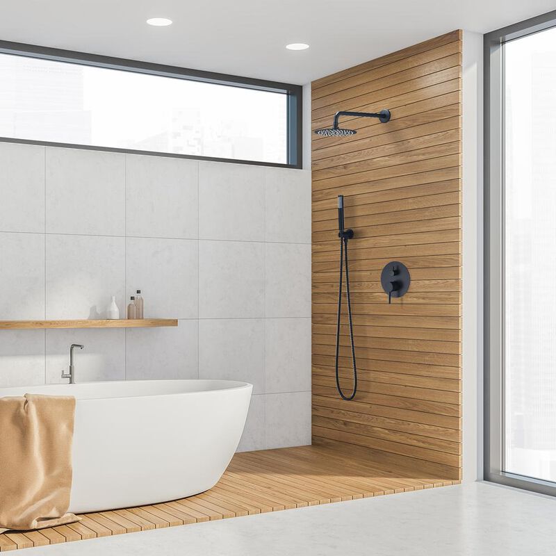 Altair Complete Shower System in Matte Black with Rough-In Valve