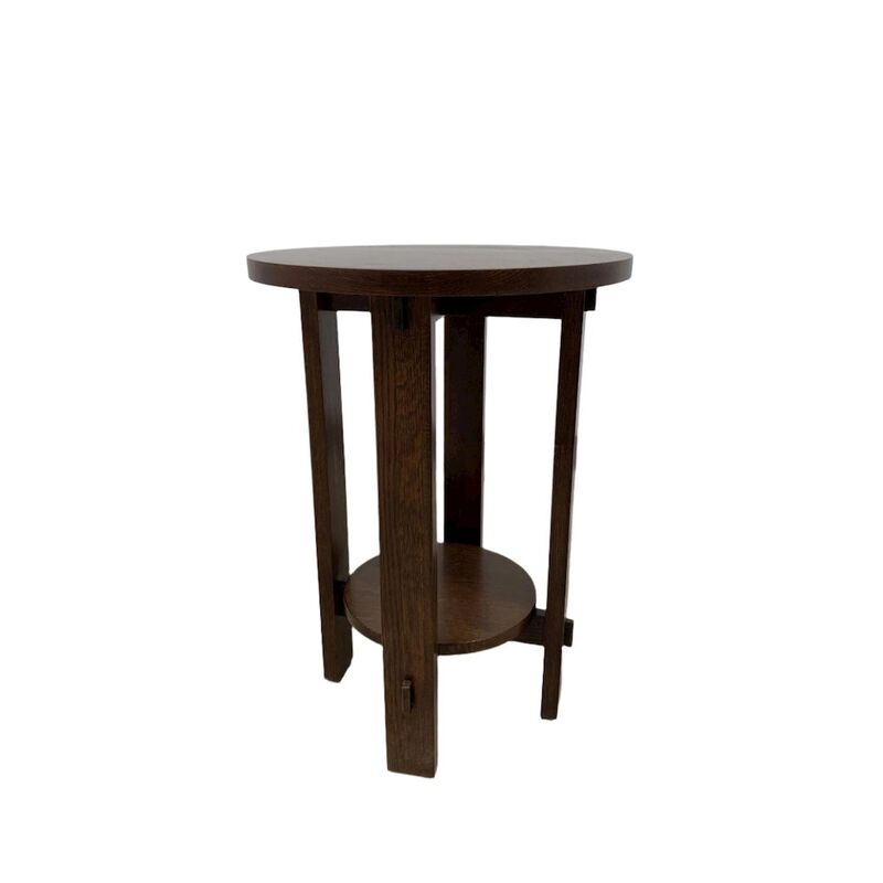 Crafters and Weavers Mission Style Oak Round End Table - Michael's Cherry