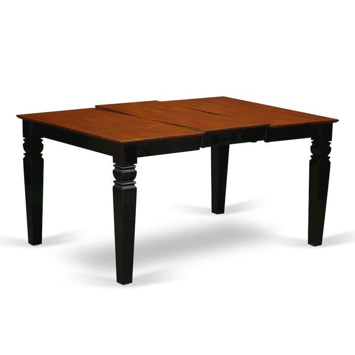 Weston Rectangular Dining Table with 18 in butterfly Leaf in Black and Cherry
