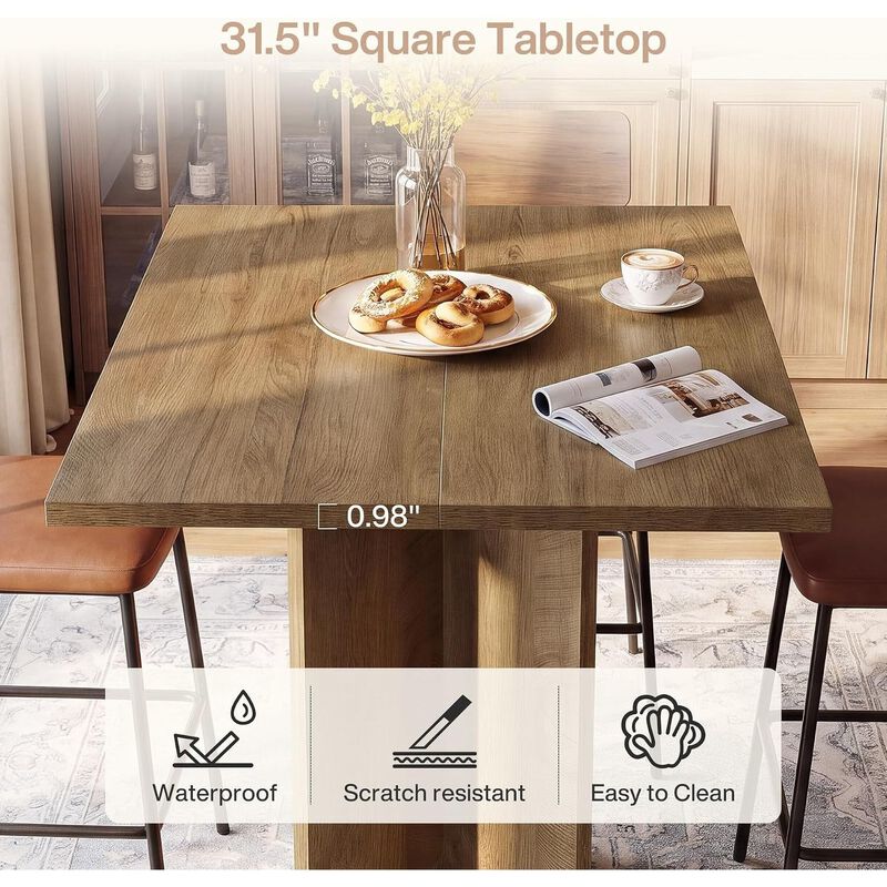 31 Inch Brown Square Bar Table with Counter Height Design for Home Bar image number 5