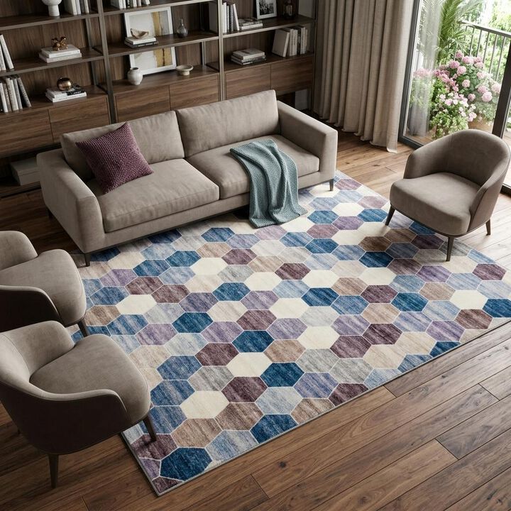HomeRoots Geometric Distressed Area Rug