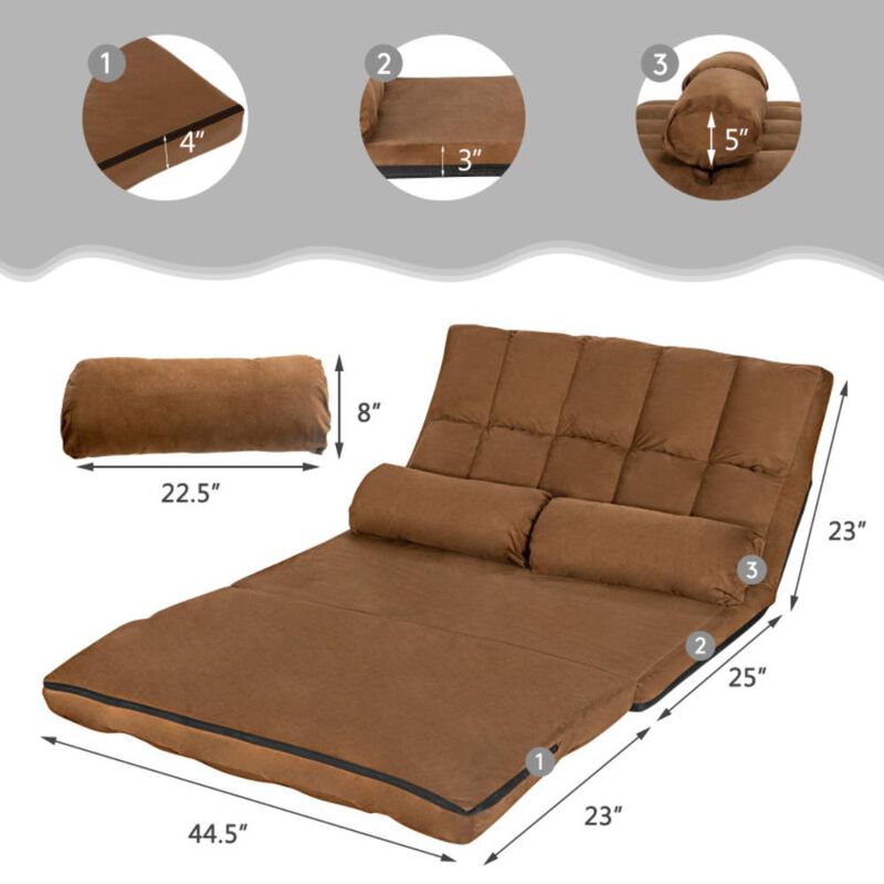 Hivvago 6-Position Foldable Floor Sofa Bed with Detachable Cloth Cover