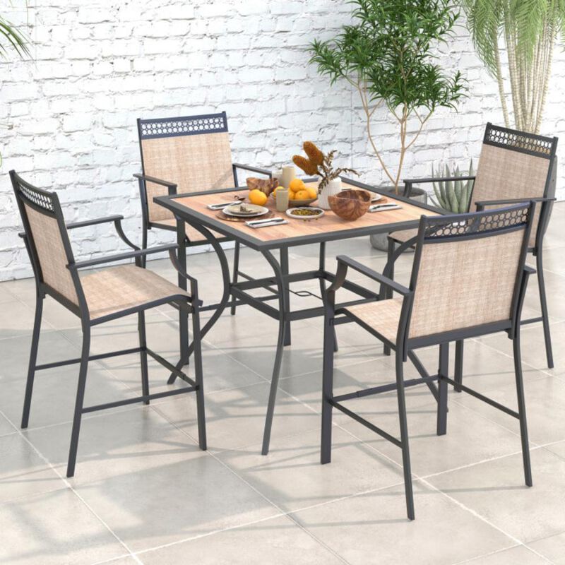 Hivvago Patio Dining Table for 4 Square Bistro Table with Umbrella Holes