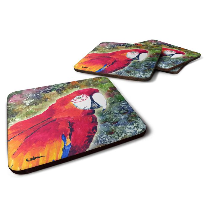 Caroline's Treasures 8603FC Parrot Foam Coasters (Set of 4), 3.5 H x 3.5 W, Multicolor
