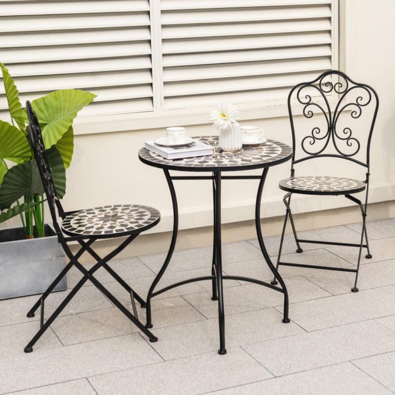 Hivvago Set of 2 Patio Mosaic Chairs Metal Folding Chairs