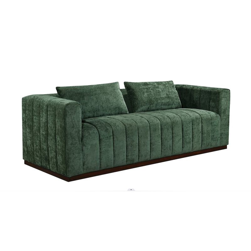 Mid-Century Modern Upton Sofa in Cypress Green with 2 Toss Pillows