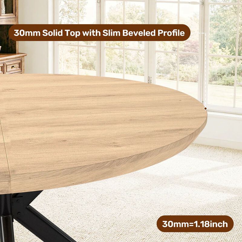 Envelor Round Solid Wood Dining Table with Metal Legs image number 4