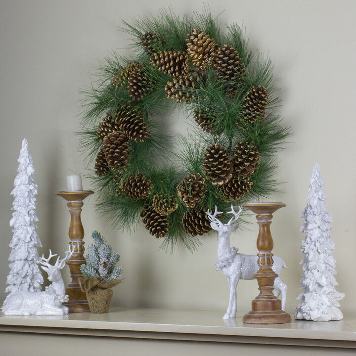 Long Needle Pine and Pine Cone Artificial Christmas Wreath - 24-Inch  Unlit