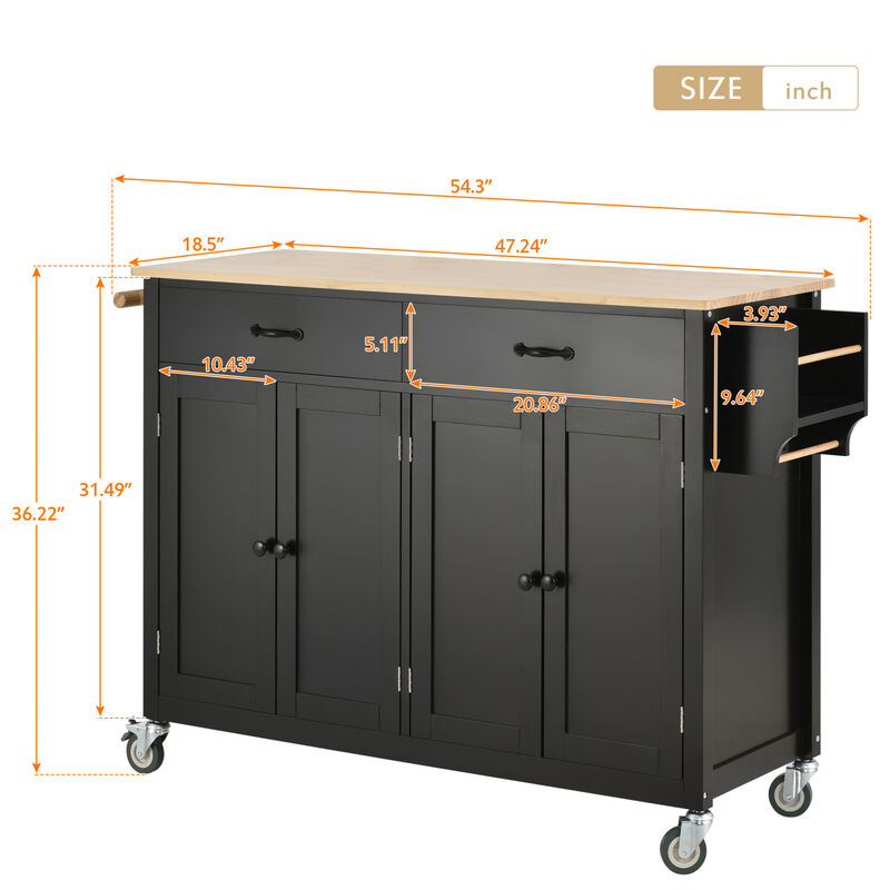 ELEMENT ACE Versatile Kitchen Island Cart with Adjustable Storage Shelves and Durable Solid Wood Top image number 2