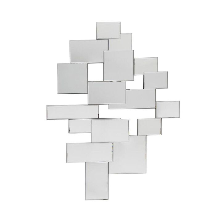 HomeRoots 30" Clear Abstract Glass Contemporary Panels Unframed Accent Mirror