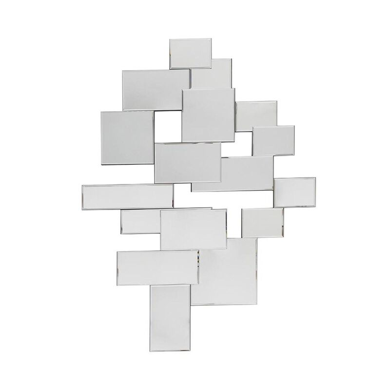 HomeRoots 30" Clear Abstract Glass Contemporary Panels Unframed Accent Mirror image number 0