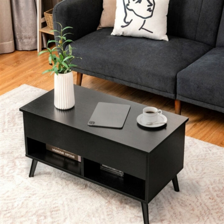 Lift-Top Mid-Century Coffee Table with Storage &ndash; Wood Top for Living Room or Office