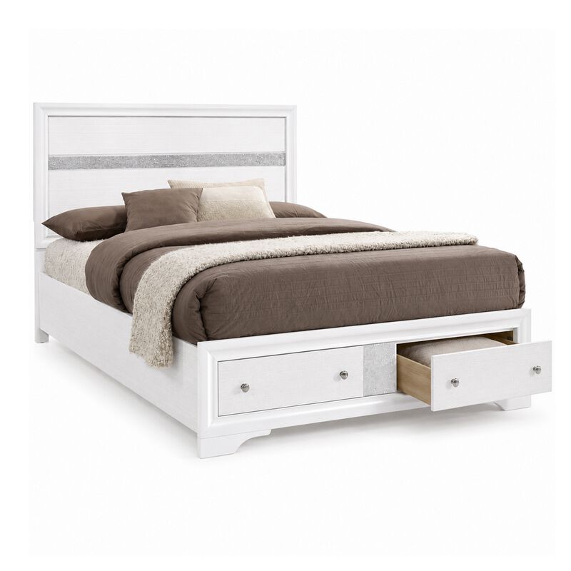 2pc King Bedroom Set, Black, White Wood, Nightstand image number 6
