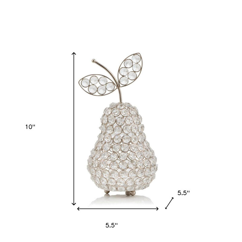 Modern Faux Crystal Pear Sculpture &ndash; Tabletop, Shelf, or Centerpiece Decor