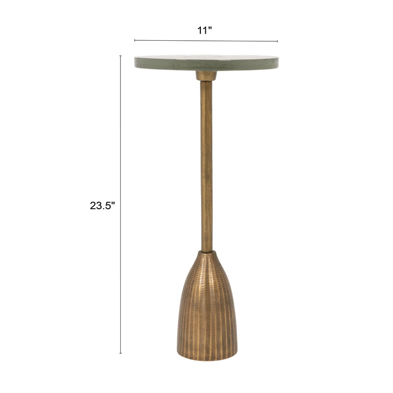 Round Accent Table, Distressed Bronze Aluminum and Clear Glass image number 2