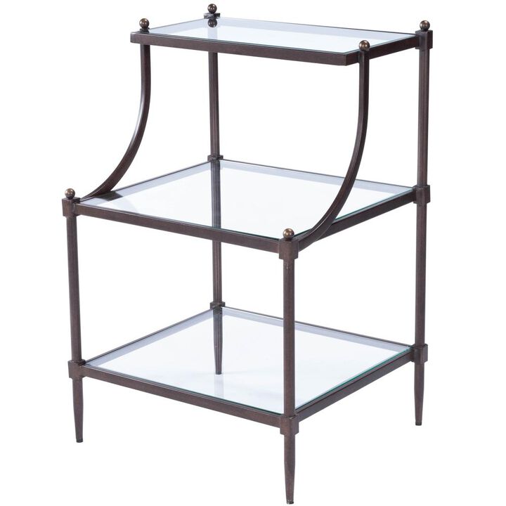Butler Specialty Peninsula Metal & Glass Side Table, Bronze