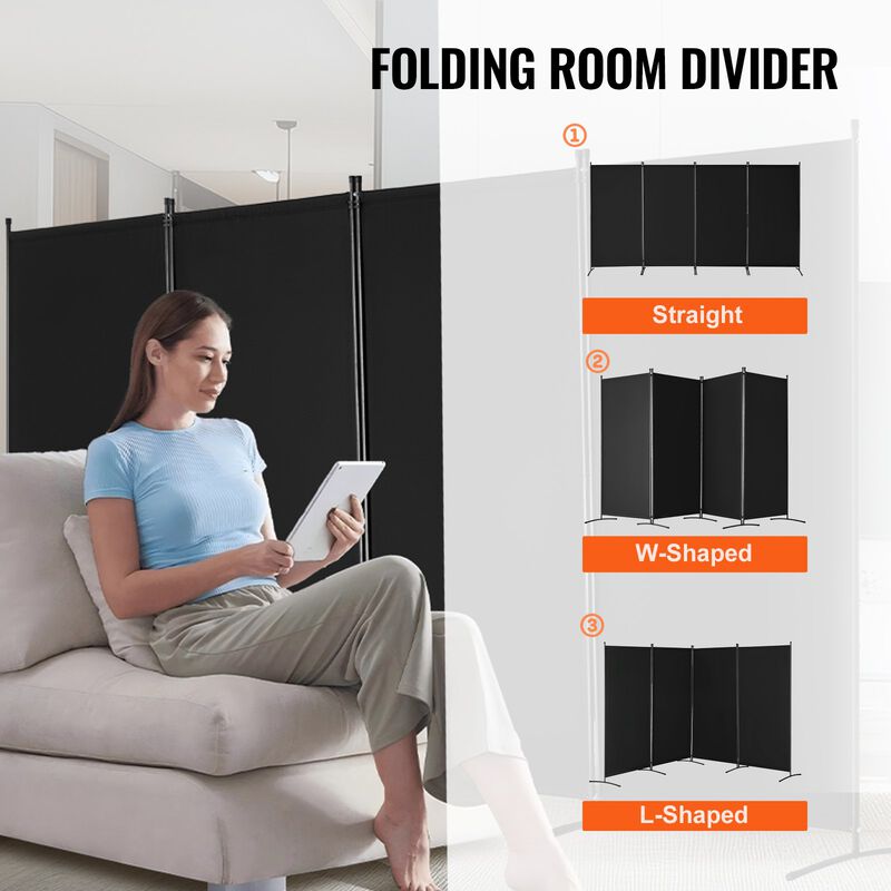 4-Panel Folding Room Divider for Privacy in Bedroom, Office, or Living Room