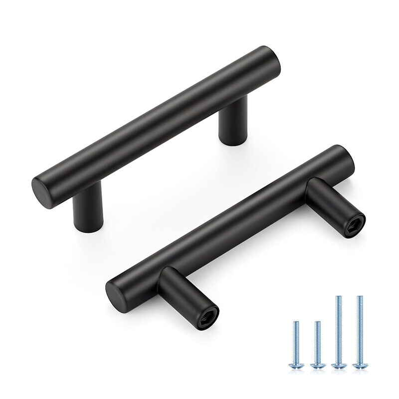 HOME EDIT Matte Black Cabinet Handles 2-1/2 Inch Hole Spacing, Stainless Steel Drawer Pulls for Cabinets, Kitchen, Bathroom, Dre